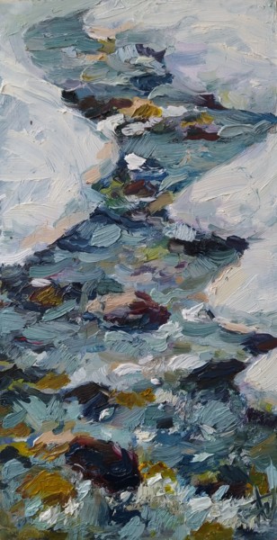 Картина под названием "Горная речка Баксан…" - Anna Dolganova, Подлинное произведение искусства, Масло