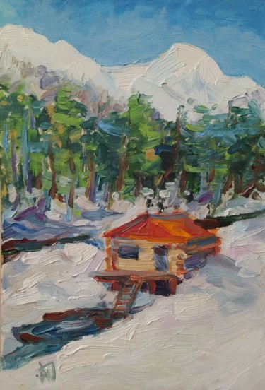 Картина под названием "Банька в предгорьях…" - Anna Dolganova, Подлинное произведение искусства, Масло