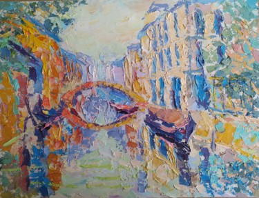 Peinture intitulée "Прелестный мостик В…" par Anna Dolganova, Œuvre d'art originale, Huile