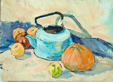 Painting titled "Старый чайник" by Anna Dolganova, Original Artwork, Oil