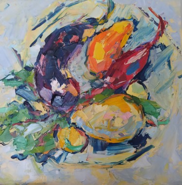 Pintura titulada "Овощная тарелка" por Anna Dolganova, Obra de arte original, Oleo