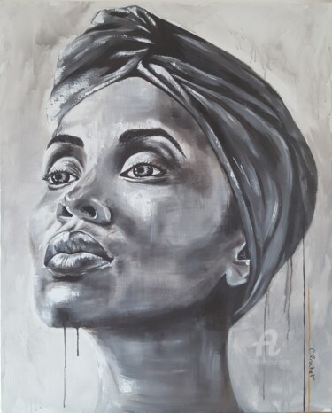 Peinture intitulée "Fierté d'Afrique" par Caroline Crochet, Œuvre d'art originale, Acrylique Monté sur Châssis en bois