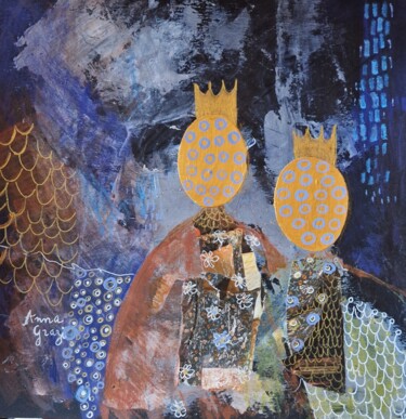 Pittura intitolato "Promenade nocturne…" da Anna Grazi, Opera d'arte originale, Acrilico