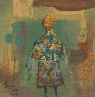 Painting titled "Jeune femme aux bal…" by Anna Grazi, Original Artwork, Acrylic