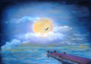Painting titled "Nuit" by Anna Amini, Original Artwork, Other
