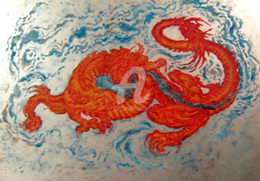 Painting titled "Dragon" by Anna Amini, Original Artwork, Oil