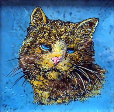 Painting titled "Chat" by Anna Amini, Original Artwork, Oil
