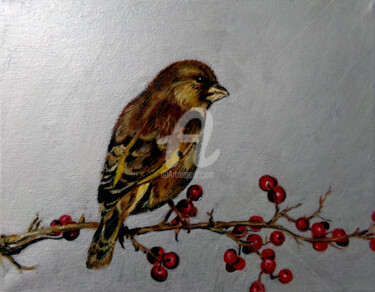 Peinture intitulée "Bird 1" par Anna Amini, Œuvre d'art originale, Huile
