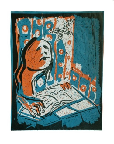 Painting titled "Reading" by Anna Hakopian, Original Artwork