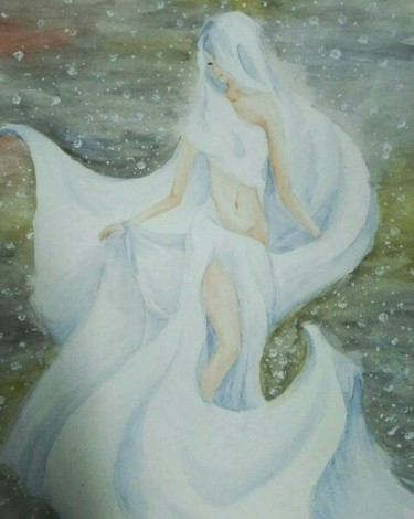 Painting titled "moon" by Anna N, Original Artwork, Watercolor