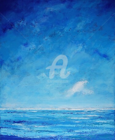Pintura titulada "Vue sur Mer ... Ble…" por Annaïg Le Bihan Peintre Photographe, Obra de arte original, Oleo Montado en Bast…