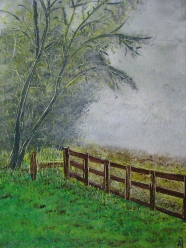 Painting titled "Misty Valley" by Anna Jagla, Original Artwork