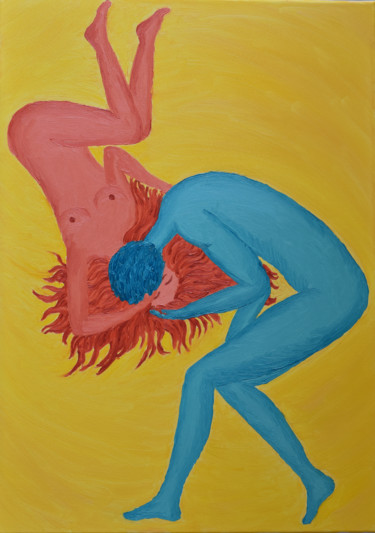Картина под названием "Kiss me" - Anna Kangasniemi, Подлинное произведение искусства, Масло