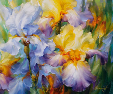 Painting titled ""Blue and yellow"" by Anna Khomchyk, Original Artwork, Oil