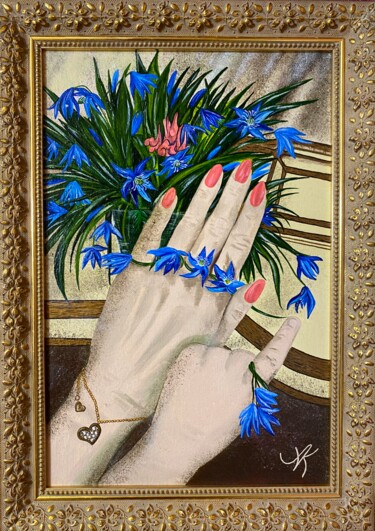 Painting titled "Весенние цветы" by Anna Kiptenko, Original Artwork, Oil