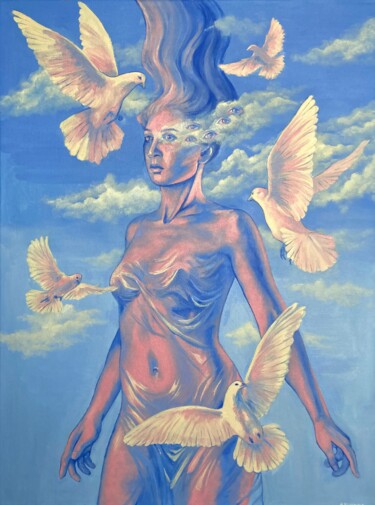 Schilderij getiteld "AIR" door Anna Kochetkova, Origineel Kunstwerk, Olie