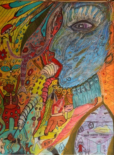 Ζωγραφική με τίτλο "Je suis ce que je d…" από Laura Vassiliu, Αυθεντικά έργα τέχνης, Ακουαρέλα