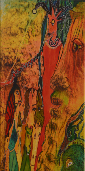Peinture intitulée "La reine rouge" par Laura Vassiliu, Œuvre d'art originale, Aquarelle