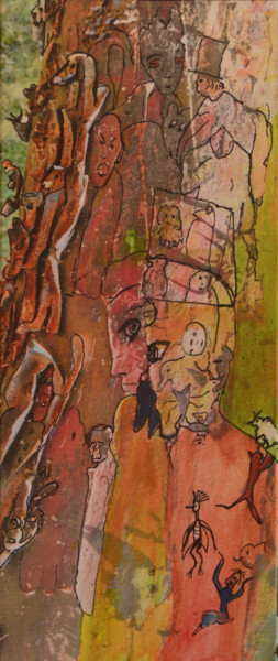 Pintura titulada "Sous la peau des ar…" por Laura Vassiliu, Obra de arte original, Acuarela Montado en Bastidor de camilla d…