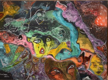 Картина под названием "Atmosphère" - Laura Vassiliu, Подлинное произведение искусства, Акварель Установлен на Деревянная рам…