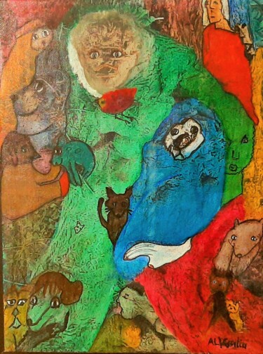 Картина под названием "LE SAGE DE PLATANET…" - Laura Vassiliu, Подлинное произведение искусства, Акрил Установлен на Деревян…