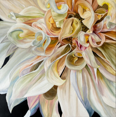 Malarstwo zatytułowany „Dahlia Large Painti…” autorstwa Anna Lyashenko, Oryginalna praca, Olej