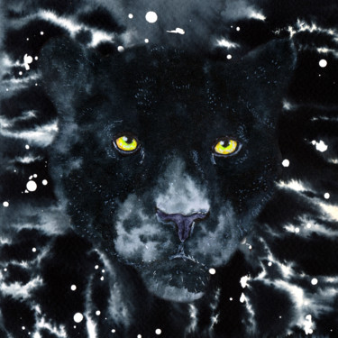 Painting titled "Black Panther" by Annamagenta, Original Artwork, Ink