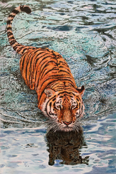 Pittura intitolato "Тигр" da Annamagenta, Opera d'arte originale, Acrilico