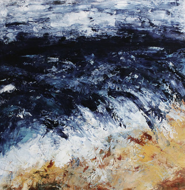 Painting titled "LA GRAND VAGUE 2015" by Anna Magron, Original Artwork, Oil