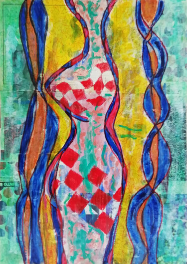 Collages titled "Totem 08 Regina" by Annamaria Danese, Original Artwork, Collages