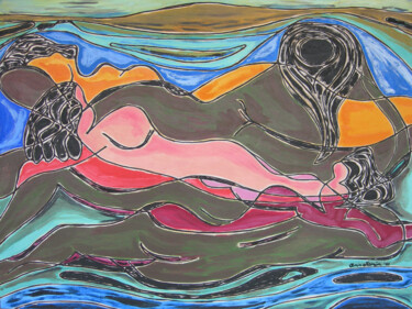 Malerei mit dem Titel "Onde - Nudi d'artis…" von Annamaria Danese, Original-Kunstwerk, Öl