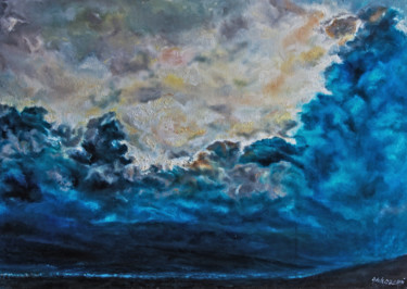 Pintura intitulada "variazioni-di-nuvol…" por Annamaria Maremmi, Obras de arte originais, Óleo