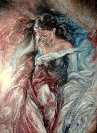 Painting titled "SOFFIO DI VENTO" by Annamaria Maremmi, Original Artwork, Oil
