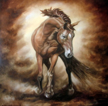 Painting titled "CAVALLO BAIO" by Annamaria Maremmi, Original Artwork, Oil