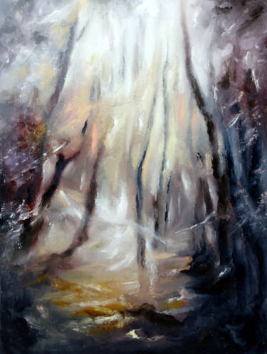 Painting titled "BOSCO LUMINOSO" by Annamaria Maremmi, Original Artwork, Oil