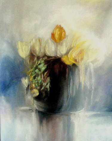 Pittura intitolato "tulipani in giallo" da Annamaria Maremmi, Opera d'arte originale, Olio