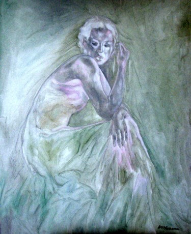 Pittura intitolato "Figura in grigio" da Annamaria Maremmi, Opera d'arte originale, Inchiostro