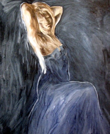 Pittura intitolato "Figura blu" da Annamaria Maremmi, Opera d'arte originale, Inchiostro