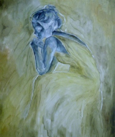 Pittura intitolato "Figura pensosa" da Annamaria Maremmi, Opera d'arte originale, Inchiostro