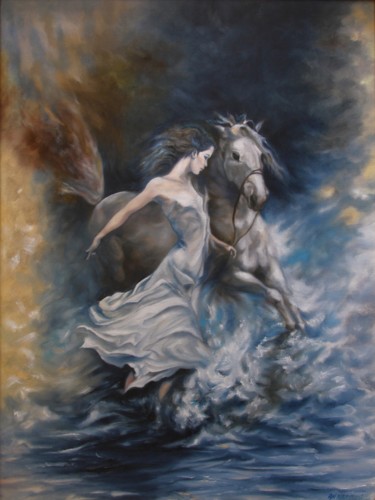 Pittura intitolato "Giochi d'acqua" da Annamaria Maremmi, Opera d'arte originale, Olio