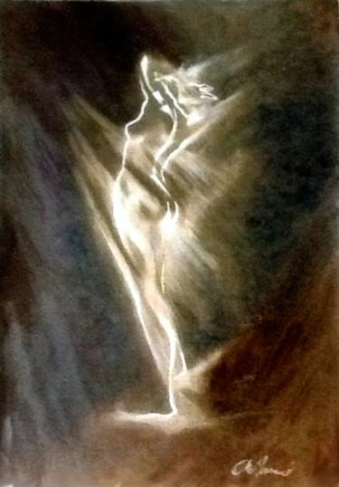 Картина под названием "figura-luce-olio-ca…" - Annamaria Maremmi, Подлинное произведение искусства, Масло