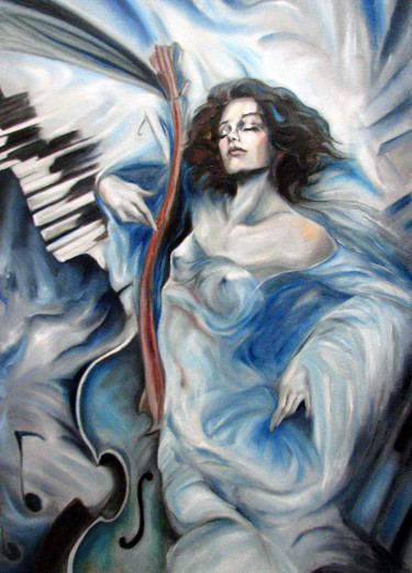 绘画 标题为“a-maremmi-musica-ol…” 由Annamaria Maremmi, 原创艺术品, 油