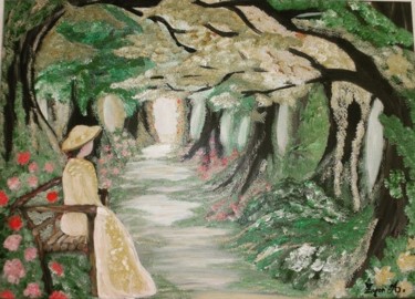 Painting titled "Die Frau im Wald" by Anamaria Georgescu, Original Artwork, Acrylic
