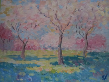 Painting titled "Цветущий сад" by Irina Surgunte, Original Artwork, Oil