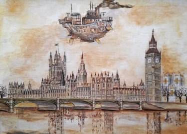 Картина под названием "Лондон" - Anna Koval, Подлинное произведение искусства, Темпера