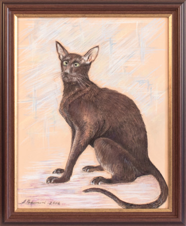Картина под названием ""Кошка  породы-орие…" - Anna Parhimovits, Подлинное произведение искусства, Пастель