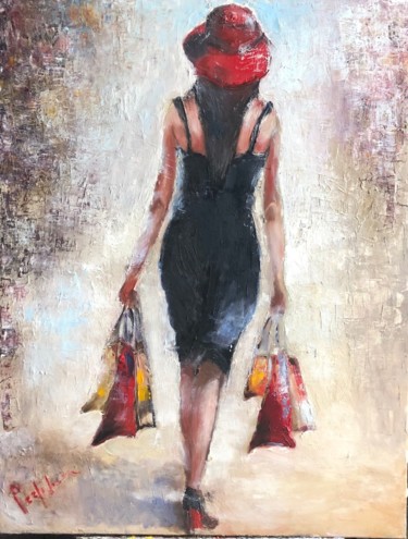 Malerei mit dem Titel "Shopping" von Anna Perfilieva, Original-Kunstwerk, Öl