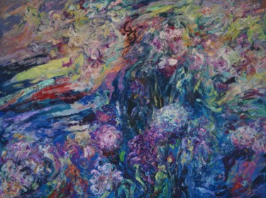 Painting titled "Flowers" by Anna Privaloff, Original Artwork, Oil
