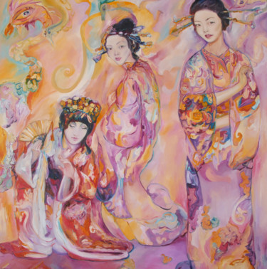 Pintura intitulada "Japanese fantasy" por Anna Privaloff, Obras de arte originais, Óleo