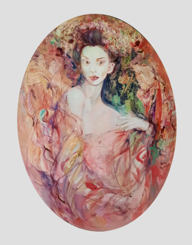Painting titled "Geisha" by Anna Privaloff, Original Artwork, Oil